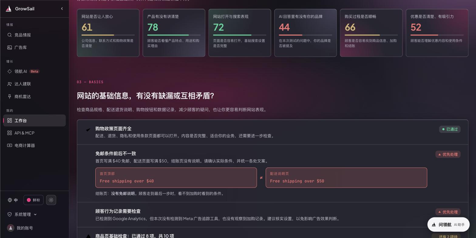 六维评分卡，下方列出具体问题（包括免邮门槛前后矛盾）